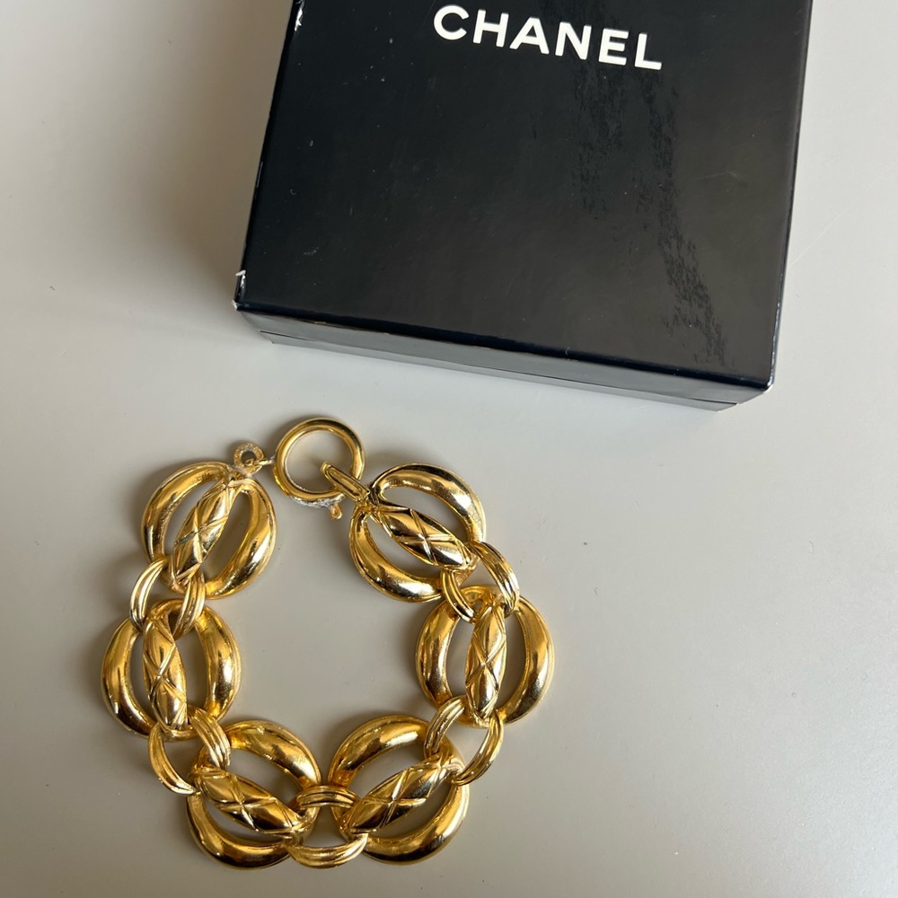 Chanel Authentic Vintage Matelasse Chain Bracelet.